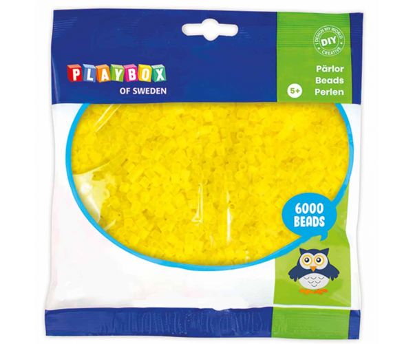 PlayBox: 5mm MIDI prozirne perle za glačanje u limun žutoj boji, pakiranje od 6000 komada