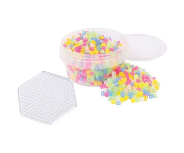 PlayBox: 5mm MIDI prozirne perle za peglanje, 1000 komada s heksagonalnom podlogom