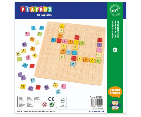 PlayBox: ABC šarene drvene edukativne igračke 25x25cm