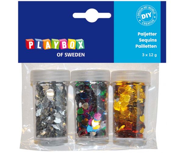 PlayBox: Dekorativna srca u različitim bojama, pakiranje od 3x12g