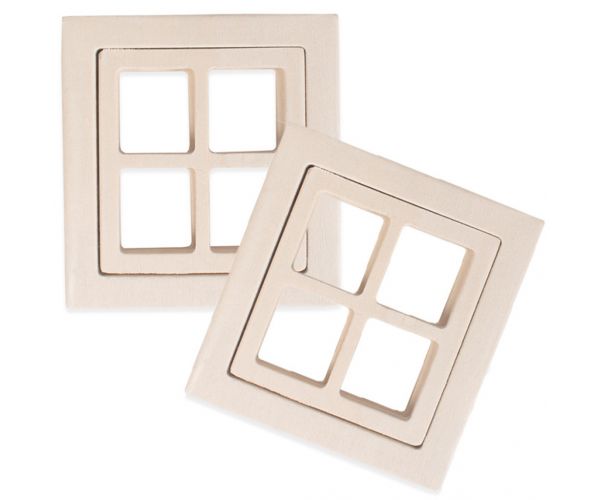PlayBox: Drveni set prozora 2 komada 8x8,5 cm