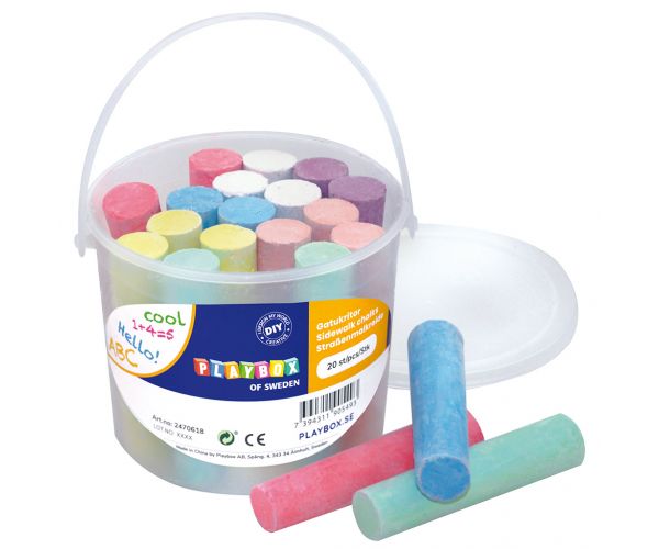 PlayBox: Kanta s kredom za asfalt, set od 20 komada