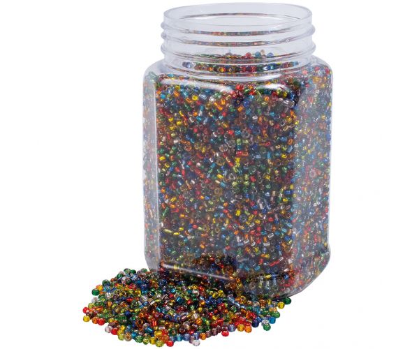 PlayBox: Kuhane šarene prozirne plastične perle 2-3 mm 500g