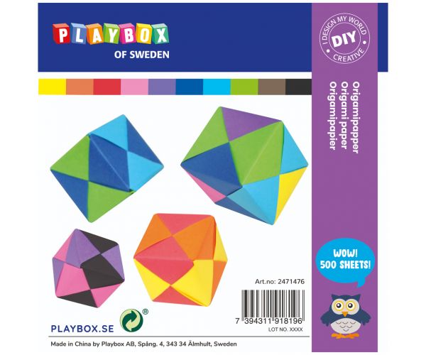 PlayBox: Origami papir set od 500 komada 15x15cm