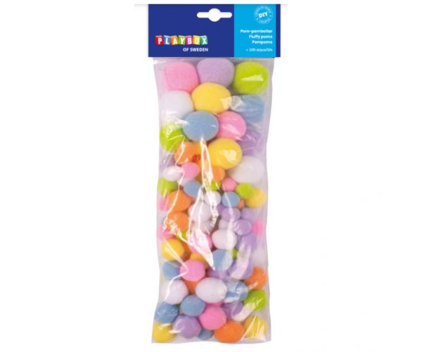 PlayBox: Set od 100 komada šarenih kreativnih PomPom-a miješano