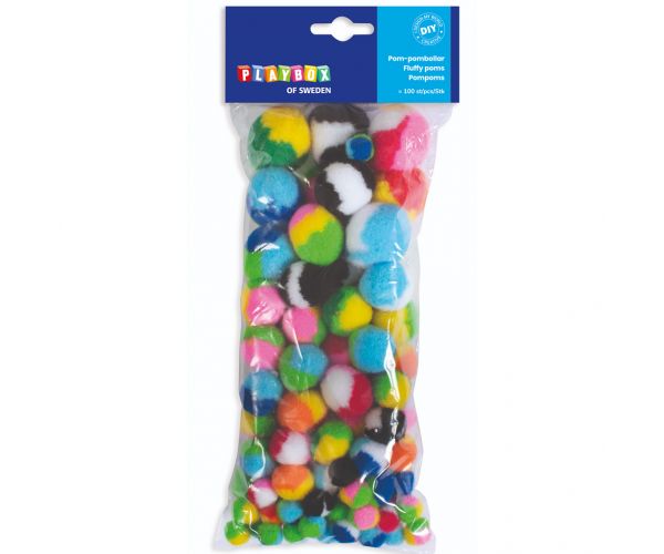 PlayBox: Set od 100 šarenih pompona u različitim veličinama