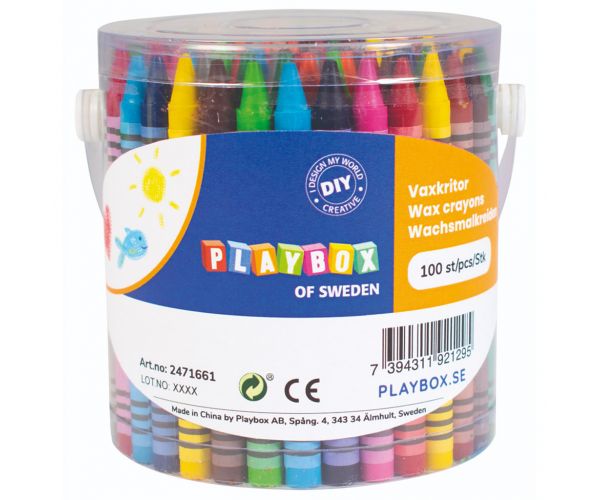PlayBox: Set od 100 šarenih voštanih bojica u kutiji