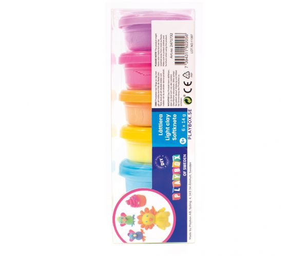 PlayBox: Set plastelina u pastelnim bojama u posudama, 6x14 grama