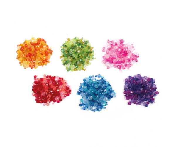 PlayBox: Set premium plastičnih šarenih perli za nizanje, fasetirane, 6x50g