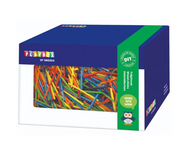 PlayBox: Set šarenih drvenih štapića u kutiji 350 grama