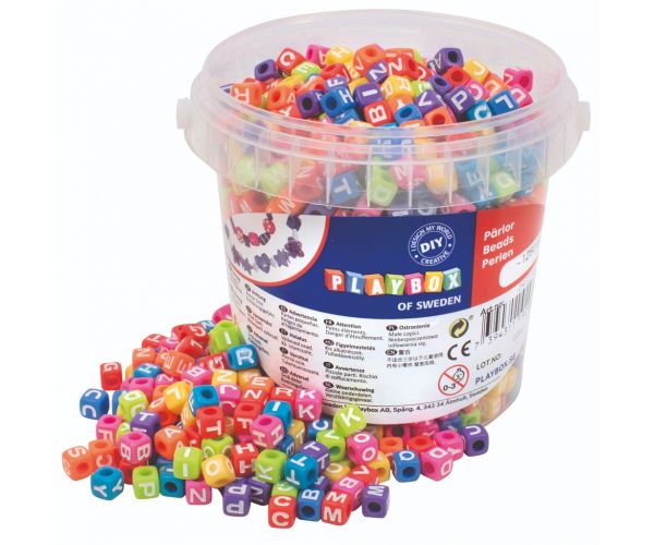 PlayBox: Set šarenih perli s slovima 1250 komada 7x7x7mm