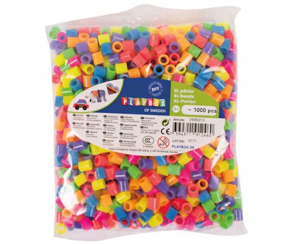 PlayBox: XL MAXI neonske boje glačane perle 9 mm, pakiranje od 1000 komada