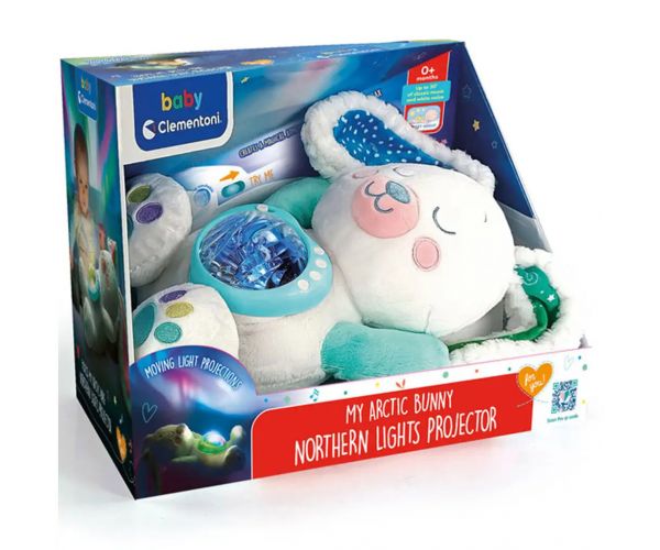 Plüss nyuszi északi fény projektor - Clementoni baby