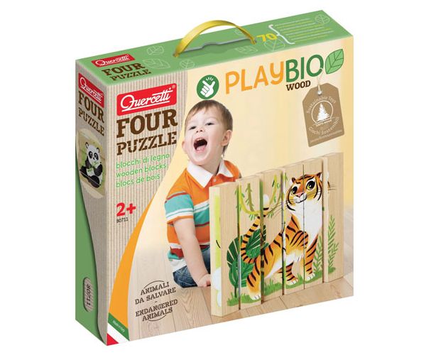 PlayBio Ugrožene životinje 4 u 1 puzzle - Quercetti