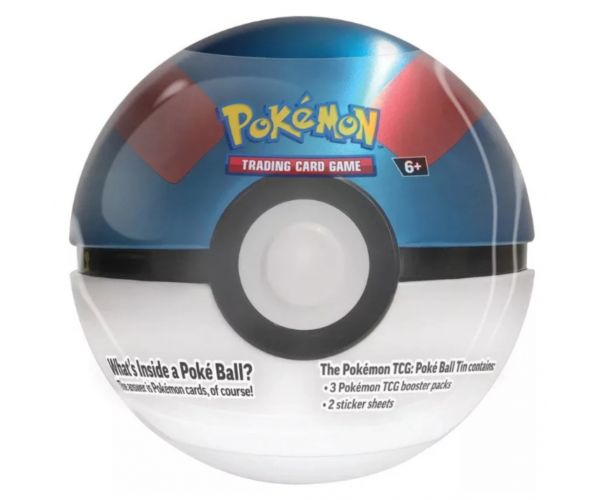 Pokémon TCG 2024 Poké Ball Tin – metalna kutija u obliku Pokéballa s 3 boosterima, u više varijanti