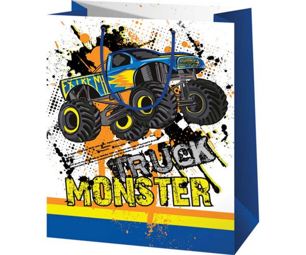 Monster Truck mintás normál méretű ajándéktáska 11x6x14cm