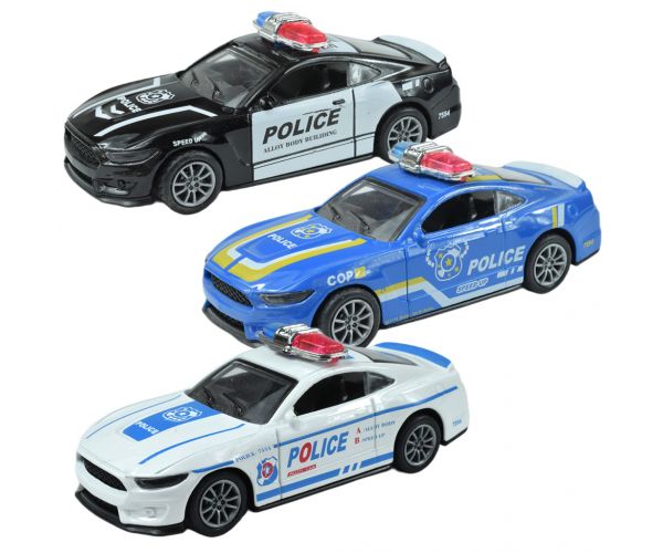 Policijski automobili: Metalni policijski automobili na kotačima u različitim varijantama 11cm 1kom