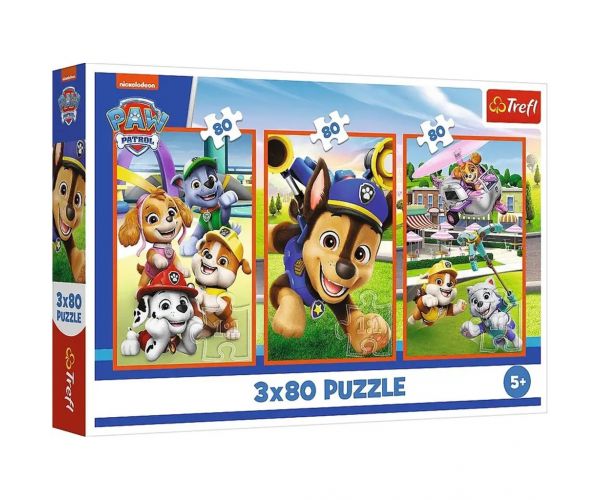 Mancs Őrjárat mosolygós kutyák 3x80db-os puzzle - Trefl