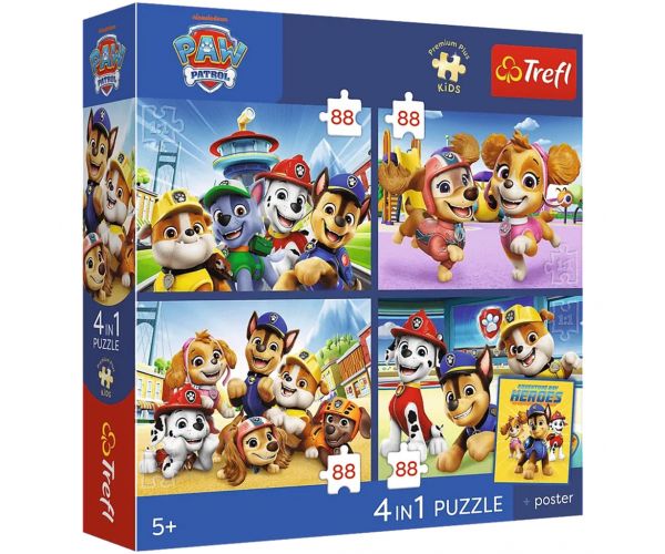 Mancs Őrjárat - 4 x 88 db-os Premium Plus Kids puzzle - Trefl