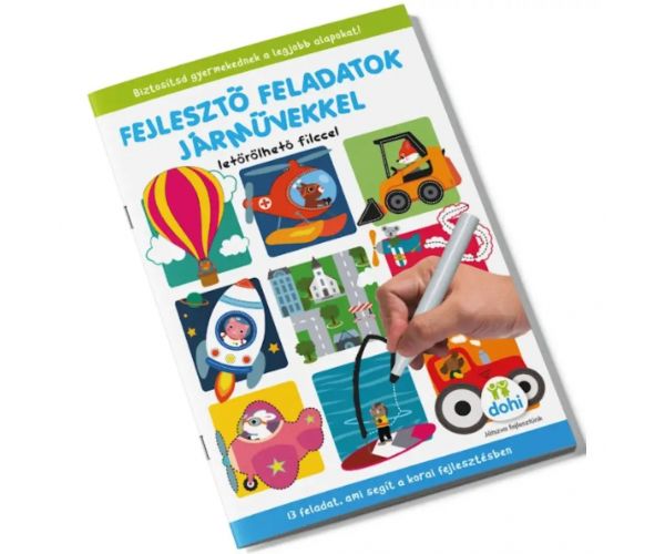 Razvojne zadatke s vozilima u knjižici s brisivim flomasterom