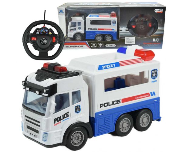 RC daljinski upravljač Policijski zatvorenički automobil sa svjetlosnim efektima 1/43 omjer 27Mhz 21