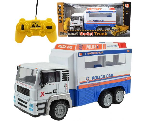 RC daljinski upravljač s metalnom kabinom Policijski kamion sa svjetlosnim efektima 27MHz 1/12 omjer