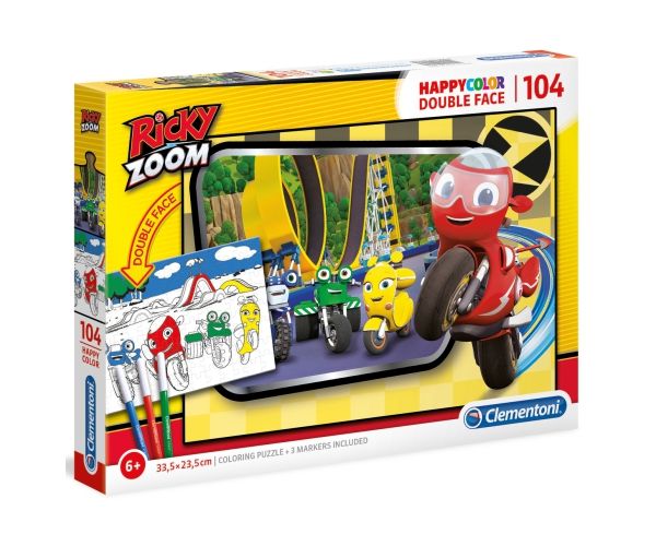 Ricky Zoom Double 2 u 1 104kom dvostrane puzzle za bojanje - Clementoni