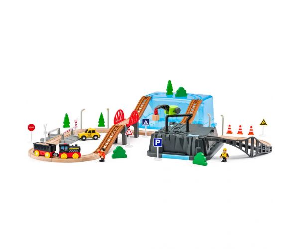 Bányászati készlet vasúti pályával 54 db-os játékszett - Woodyland