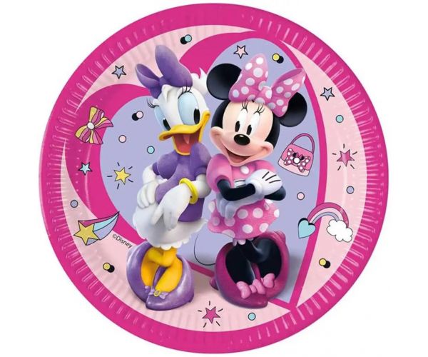 Ružičasti papirnati tanjuri s uzorkom Minnie Mouse i Daisy, set od 8 komada, 23 cm