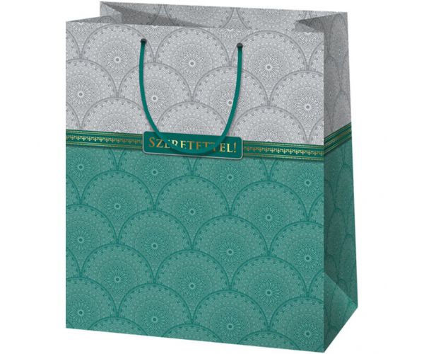 S ljubavlju! Elegantna poklon vrećica velike veličine s zlatnim umetkom 33x15x44cm