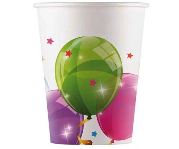 Šareni baloni papirnate čaše set od 8 komada 200 ml