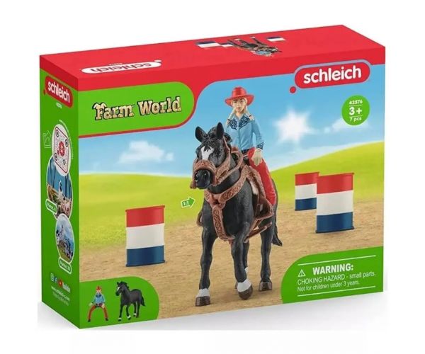 Schleich: Farm World - Hordóverseny cowgirllel játékszett (42576)