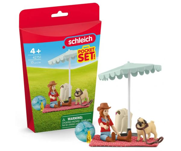 Schleich: Hannah és mopsz kutyusa kirándulása a tóhoz játékszett (42751)