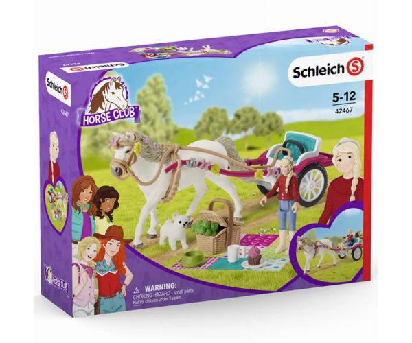 Schleich: Horse Club - Kocsi lovasbemutatóhoz piknikkel játékszett (42467)