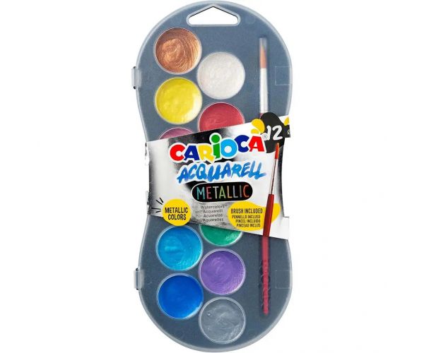 Vízfesték készlet 12 metál színnel 30mm - Carioca