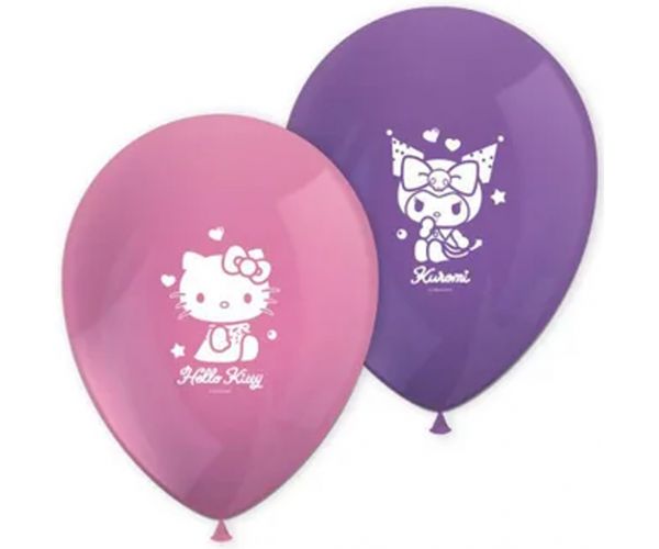 Hello Kitty és Kuromi mintás latex lufi 8db-os szett