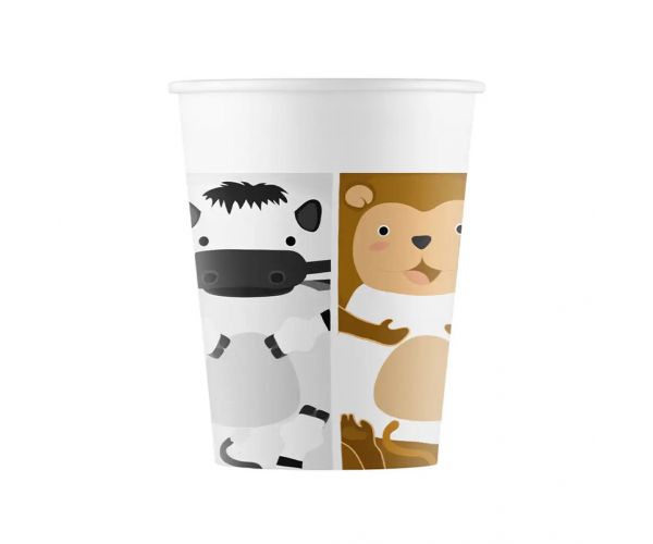 Set od 8 papirnatih čaša s veselim životinjskim motivima, 200 ml