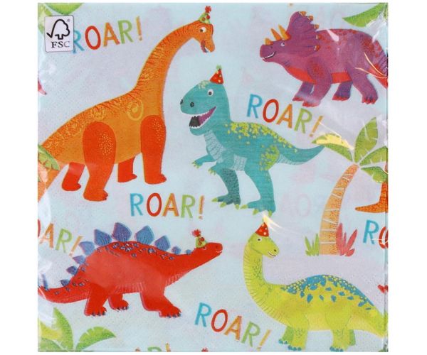 Dinó party papírszalvéta szett - 2 rétegű, 33x33cm, 20db