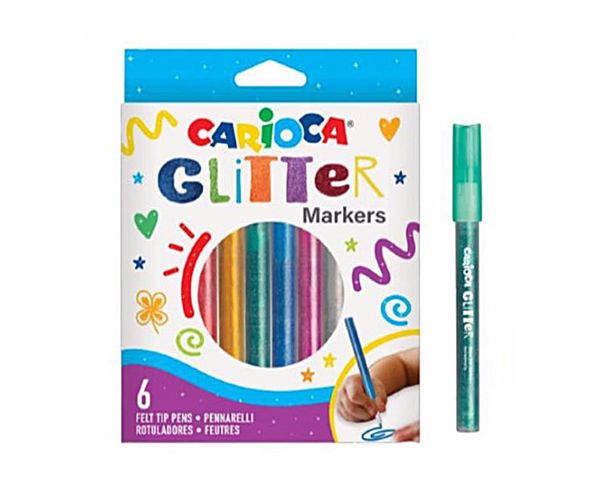 Set flomastera sa šljokicama od 6 komada - Carioca