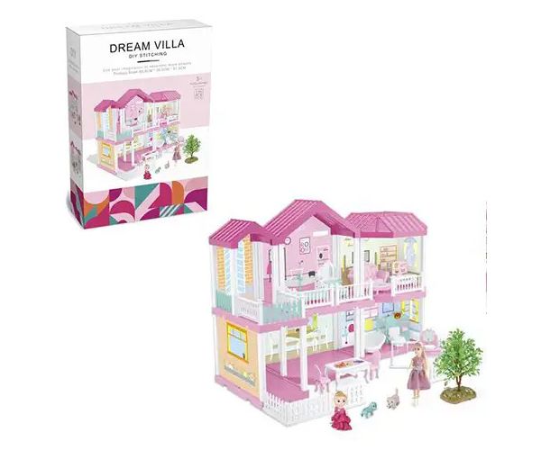 Álom villa játékszett bútorokkal és babákkal 68x51x39cm
