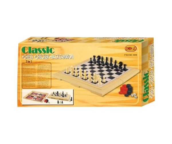Set šaha 3 u 1 sa plastičnim figurama