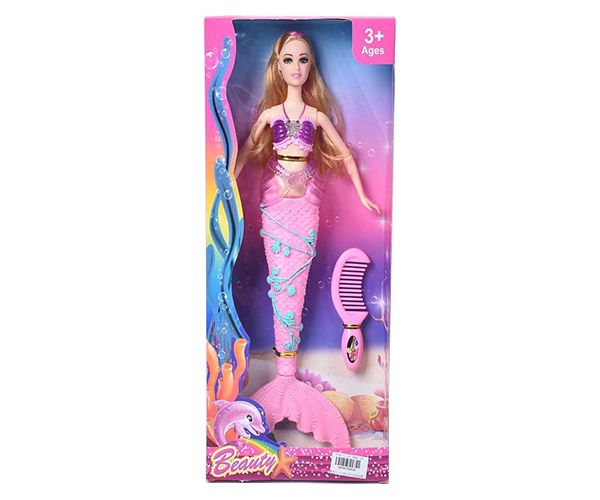 Sirena plave kose sa češljem za bebe 30 cm