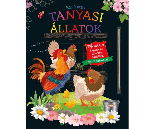 Rejtőzködő tanyasi állatok - Kifestőfüzet kaparós és színezős oldalakkal