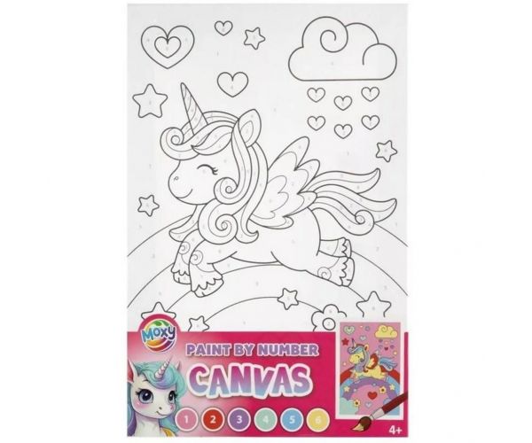 Festés számok szerint Unikornis a szivárványon vászonkép 30x19 cm