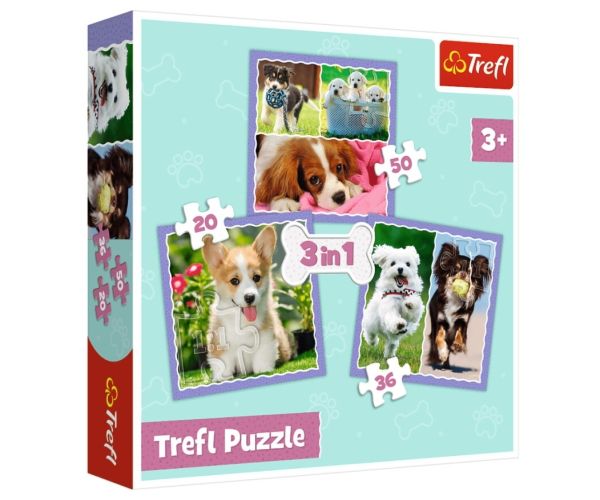 Slatki štenci 3 u 1 50-36-20kom puzzle - Trefl