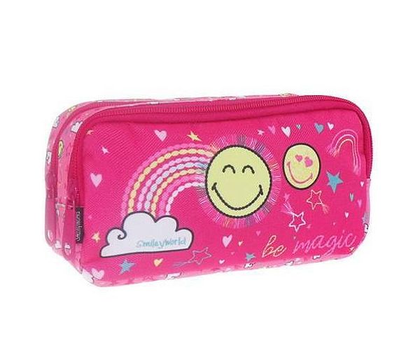 Smiley World: Roza ovalna pernica s dva pretinca 20x6x9cm
