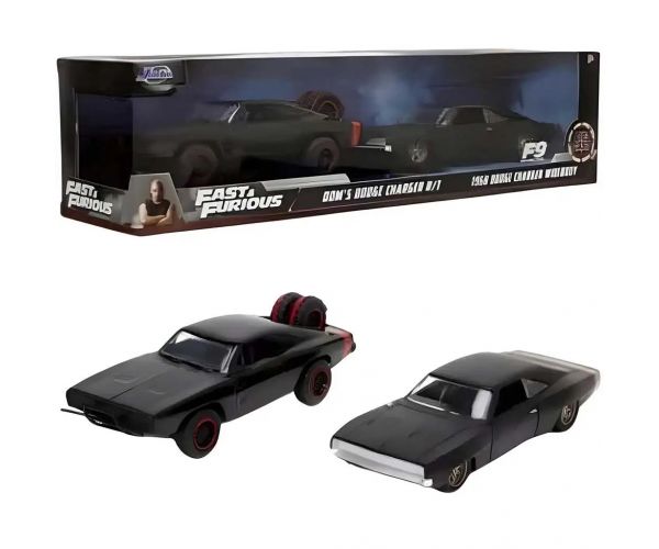 Halálos iramban: Dom Toretto Dodge Charger R/T 1970 &  Dodge Charger Widebody 1968 fém kisautója 2db-os csomag 1/32-es méretarány 13cm- Jada Toys
