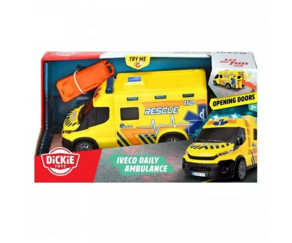 SOS Iveco mentőautó hanggal és fénnyel 18cm-es - Dickie Toys