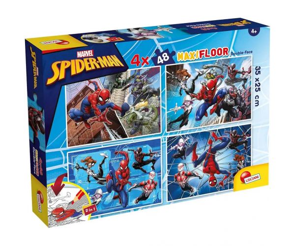 Pókember 2 az 1-ben maxi 4x48db-os puzzle és színező 35x25cm - Lisciani