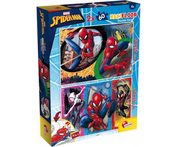 Pókember 2 az 1-ben maxi 2x60db-os puzzle és színező 50x35cm - Lisciani